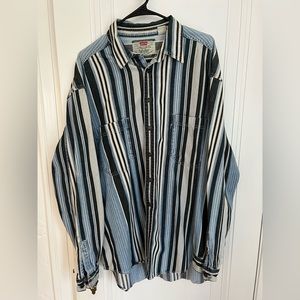 Levi's Blue and White Striped Button Down Shirt